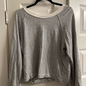 Black and white stripe madewell shirt with wide arms
